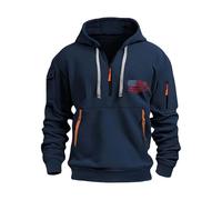 Felpe da uomo con cerniera a quarto e stampa con bandiera, moda tasca a marsupio felpa con cerniera a contrasto pullover casual alla moda comfort all'aperto abbigliamento atletico, Marina Militare, L