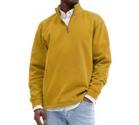 Felpe da uomo con zip a 1/4 pullover con zip a quarto a maniche lunghe felpa con collo a lupetto casual colletto alla coreana autunno inverno pullover top, Giallo, L