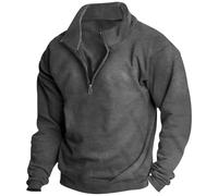 Felpe da uomo con zip a un quarto, felpe oversize da uomo, Grigio scuro, XL