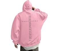 Felpe da uomo e felpe con cappuccio in pile accogliente Plus Size cotone caldo felpe per uomo stampato baggy inverno mens pullover felpe con cappuccio moda novità casual grande maglione, rosa, 3XL