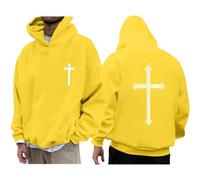 Felpe da uomo Felpe con cappuccio da uomo Uk Felpe con cappuccio Pullover Felpa da lavoro per uomo Top a maniche lunghe Felpe Camicie di cotone Casual Pullover Felpa Sportswear Jumper, Giallo, 4XL