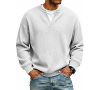 Felpe Da Uomo Girocollo Pullover Top Camicie Oversize A Maniche Lunghe | T-shirt Da Uomo Con Effetto Waffle A Strati, Felpa Pullover A Maniche Lunghe, Vestibilità