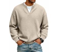Felpe Da Uomo Girocollo Pullover Top Camicie Oversize A Maniche Lunghe | T-shirt Da Uomo Con Effetto Waffle A Strati, Felpa Pullover A Maniche Lunghe, Vestibilità