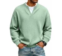 Felpe Da Uomo Girocollo Pullover Top Camicie Oversize A Maniche Lunghe | T-shirt Da Uomo Con Effetto Waffle A Strati, Felpa Pullover A Maniche Lunghe, Vestibilità