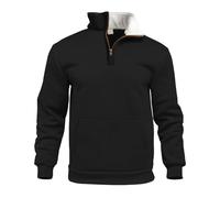 Felpe da uomo in caldo pile maglione da uomo con colletto in pile felpa con zip felpe invernali maglione traspirante maglione casual pullover felpa termica leggera felpe all'aperto, Nero , XXX-Large