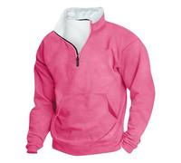 Felpe da uomo in pile felpa in pile maglione a maniche lunghe maglione termico tinta unita top vestibilità ampia maglioni con cerniera 1/4 maglioni per escursioni all'aperto maglioni caldi, N, XXL