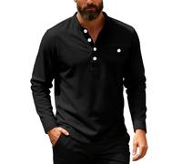 Felpe da uomo senza cappuccio in pile autunno inverno caldo Plus Size felpe per uomo moda UK tinta unita novità top per uomo pullover maglione casual comodo collo largo pulsante, Nero , L
