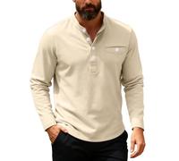 Felpe da uomo senza cappuccio in pile autunno inverno caldo Plus Size felpe per uomo moda UK tinta unita novità top per uomo pullover maglione casual comodo collo largo pulsante, cachi, L
