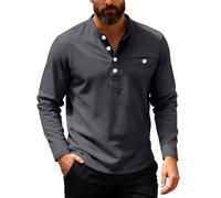 Felpe da uomo senza cappuccio in pile autunno inverno caldo Plus Size felpe per uomo moda UK tinta unita novità top per uomo pullover maglione casual comodo collo largo pulsante, Grigio, XXL