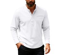 Felpe da uomo senza cappuccio in pile autunno inverno caldo Plus Size felpe per uomo moda UK tinta unita novità top per uomo pullover maglione casual comodo collo largo pulsante, bianco, M