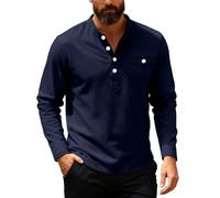 Felpe da uomo senza cappuccio in pile autunno inverno caldo Plus Size felpe per uomo moda UK tinta unita novità top per uomo pullover maglione casual comodo collo largo pulsante, Marina Militare, 3XL