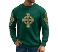 Felpe da uomo St Patrik's Day irlandese Retro Pullover Quadrifoglio Modello Manica Lunga Irlanda Top Top Casual Top Grandi Taglie Girocollo Maglia Casual Festival, verde scuro, S