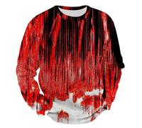 Felpe di Halloween per gli Uomini Orribile Macchia di Sangue Stampa Pullover Top Bloody Splatter Modello Maglione Manica Lunga Costumi Vacanze Adulto Spaventoso, Rosa acceso, L