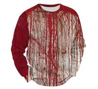 Felpe di Halloween per gli Uomini Orribile Macchia di Sangue Stampa Pullover Top Spaventoso Schizzi di Sanguinamento Modello Maglione Manica Lunga Costumi Vacanze Adulto, rosa, L