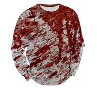 Felpe di Halloween per gli Uomini Orribile Macchia di Sangue Stampa Pullover Top Spaventoso Schizzi di Sanguinamento Modello Maglione Manica Lunga Costumi Vacanze Adulto, vino, M