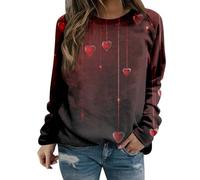 Felpe di San Valentino stampate con cuore da donna, Felpa girocollo a maniche lunghe casual alla moda primaverile da donna per appuntamenti per il tempo libero morbido e accogliente Pullover Top