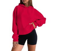 Felpe Donna Larghe Maglione Blu Corta Marrone Larghi Corte Colore Obliqua Costole Sportiva Poco Allenamento Sport Monocromatiche Scollato Sottogiacca Dentro Colorati Size