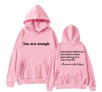 felpe girocollo donna uomo donna You Are Enough felpa salute mentale streetwear oversize zip up felpa con cappuccio per le donne, rosa, 3XL