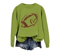Felpe girocollo e maniche lunghe da donna, a maniche lunghe, con grafica calcistica, stampata, senza cappuccio, felpe, top camicetta, elegante maglia fine da donna, verde, XXL