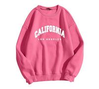 Felpe grafiche California e Los Angeles da donna autunno comfort lettera top larghi maglioni sottili alla moda preppy carino girocollo felpe pullover personalizzate, Rosa acceso, S