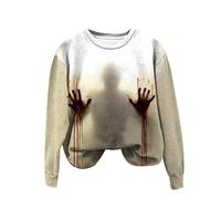 Felpe grafiche con parole per le donne sarcastico Halloween Humor Pullover morbido stampato camicia casual confortevole elegante moda top felpa stretch fit felpe, Grigio, 3XL