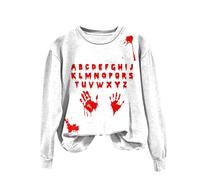Felpe grafiche con parole per le donne sarcastico Halloween Humor Pullover morbido stampato camicia casual confortevole elegante moda top felpa stretch fit felpe, Argento, 3XL