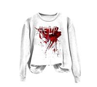 Felpe grafiche con parole per le donne sarcastico Halloween Humor Pullover morbido stampato camicia casual confortevole elegante moda top felpa stretch fit felpe, Trasparente, XL