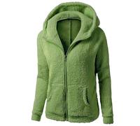 Felpe in pile Teddy da donna, invernali, calde, in sherpa, con cerniera intera, con cappuccio, con tasche, elegante, morbido, soffice, tinta unita, oversize, con cappuccio, cappotti, per Ladeis