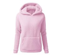 Felpe in pile Teddy da donna, invernali, calde, in sherpa, con cerniera intera, con cappuccio, con tasche, elegante, morbido, soffice, tinta unita, oversize, con cappuccio, cappotti, per Ladeis