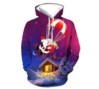 Felpe Invernale Uomo Brutti Divertente con Cappuccio, Maglioni Natalizi Famiglia Creativa Casual Maglione Confortevole Elasticizzato Pullover Stampe di Elementi Natalizi Manica Lunga con Tasche