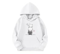 Felpe Invernali Ragazze,Grafica Dolce Maglione Basic Comfort Traspirante Bambini Cartoon Stampa Felpa Tinta Unita Sweatshirt Calda Ragazza con Cappuccio per Tutti i Giorni