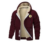 Felpe Lavoro Uomo Is.le of M.a.n T.T, Giacca con Zip Intera e Tasche, Giacca Felpa Stampata Moda Casual Sport Top, Felpato(Dark Red,S)