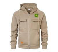 Felpe Lavoro Uomo Jo-hn Dee, Giacca con Zip Intera e Tasche, Felpa Top Sportivi a Manica Lunga Regali per Adolescenti, Felpa(Khaki,L)
