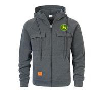 Felpe Lavoro Uomo Jo-hn Dee, Giacca con Zip Intera e Tasche, Felpa Top Sportivi a Manica Lunga Regali per Adolescenti, Felpa(Dark Grey,3XL)