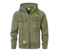 Felpe Lavoro Uomo Jo-hn Dee, Giacca con Zip Intera e Tasche, Felpa Top Sportivi a Manica Lunga Regali per Adolescenti, Felpa(Green,XXL)