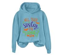Felpe lunghe e leggere da donna casual con stampa di Halloween felpa per il tempo libero Will Trade Sister For Candy lettera stampata felpa stile carino moda design maglione UK, blu cielo, 4XL