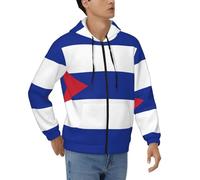 Felpe Moda Uomo Manica con Cerniera Lunga Vintage con Lacci Felpe con Cappuccio Cuba Bandiera Stampa Maglie con Coulisse per Uso Quotidiano attività Ricreative