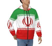 Felpe Moda Uomo Manica con Cerniera Lunga Vintage con Lacci Felpe con Cappuccio l'Iran Bandiera Stampa Maglie con Coulisse per Uso Quotidiano attività Ricreative