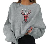 Felpe Natale Donna, Felpe Senza Cappuccio Da Donna Elegant Stampato Senza Cappuccio Pullover Tops Da Natale Manica Lunga Grinch Natale Stampato Sportivo Maglione Natalizio Per Il Tempo Libero