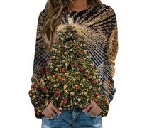 Felpe natalizie da donna con stampa natalizia top casual a maniche lunghe pullover divertente maglione natalizio vestibilità ampia girocollo felpe leggere, GD1., M