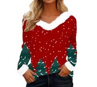 Felpe natalizie da donna, top a maniche lunghe da donna, camicetta a tunica stampata alla moda, magliette casual larghe eleganti da sera top classico per uscire felpa da indossare tutti i giorni
