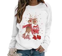 Felpe Natalizie Felpa di Natale Felpa Natalizia Donna Ugly Christmas Pullover Natale Natalizio Donna Merry Christmas Xmas Sweatshirt Personalizzate Brutte Renne Natale Maglioni Natalizi Donna Bianco M