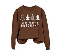 Felpe natalizie per le donne molto allegre camicie grafiche per le vacanze incinte mamme carine pullover festivi accogliente abbigliamento invernale felpe elasticizzate, Caff, S