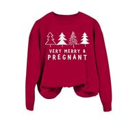 Felpe natalizie per le donne molto allegre camicie grafiche per le vacanze incinte mamme carine pullover festivi accogliente abbigliamento invernale felpe elasticizzate, Rosso, XL