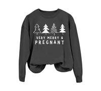 Felpe natalizie per le donne molto allegre camicie grafiche per le vacanze incinte mamme carine pullover festivi accogliente abbigliamento invernale felpe elasticizzate, Grigio scuro, XXL