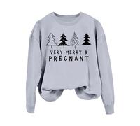 Felpe natalizie per le donne molto allegre camicie grafiche per le vacanze incinte mamme carine pullover festivi accogliente abbigliamento invernale felpe elasticizzate, Grigio, L