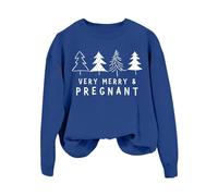 Felpe natalizie per le donne molto allegre camicie grafiche per le vacanze incinte mamme carine pullover festivi accogliente abbigliamento invernale felpe elasticizzate, Blu, S