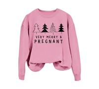 Felpe natalizie per le donne molto allegre camicie grafiche per le vacanze incinte mamme carine pullover festivi accogliente abbigliamento invernale felpe elasticizzate, rosa, M