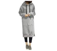 Felpe oversize da donna, felpe con cappuccio da donna, a maniche lunghe, tinta unita, casual, alla moda, top leggero e caldo, camicia da notte con spacco laterale, top termico per autunno inverno con