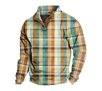 Felpe patchwork da uomo a maniche lunghe polo alla moda versatile con colletto semi-aperto e bottoni camicie da golf casual vestibilità ampia tennis streetwear plaid colorato stampato 3D per adulti